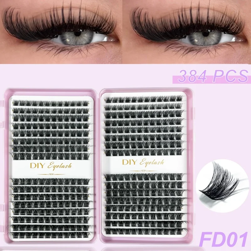 384/640PCS DIY individual Lashes Eyelashes Book Clusters 3D Russia Eyelash Bundle Natural Dense Lash Extensions Makeup Tools