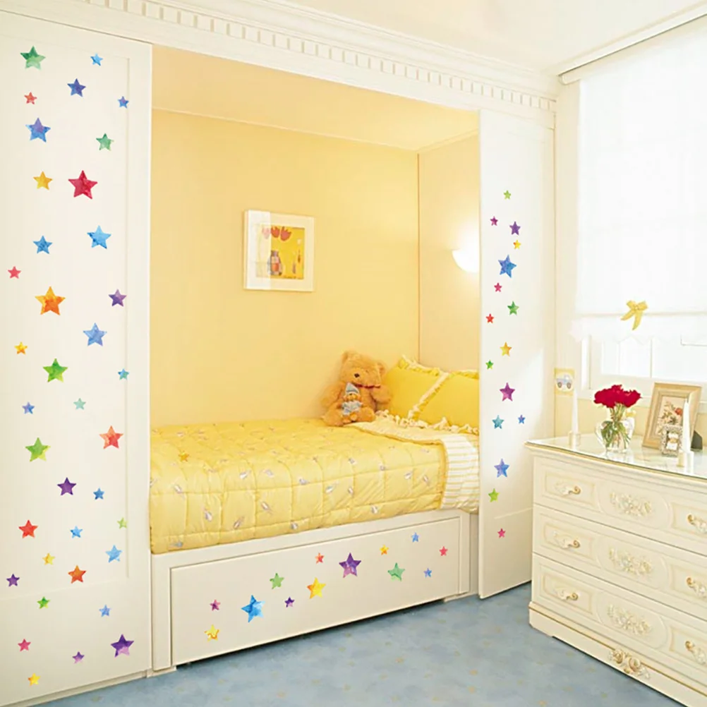 

1pc Colorful Stars Stickers Decorative Wall Art Removable Waterproof Pvc Kids Room Nursery Home Decor Wall Decals Home Wallpaper