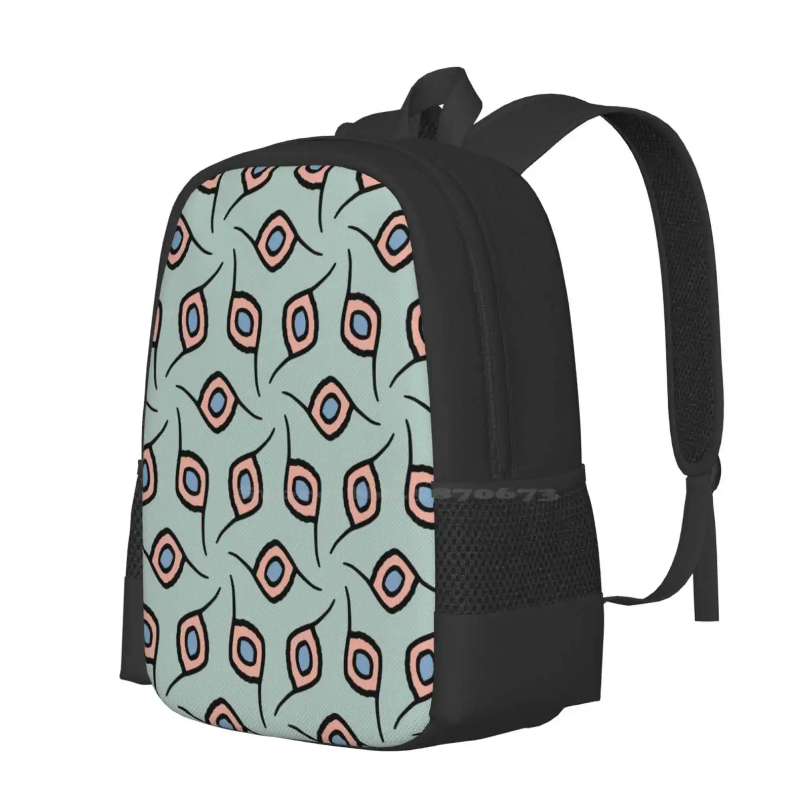 Camille School Bags For Teenage Girls Laptop Travel Bags Camille Pattern Abstract Peach Blue Green Peacock