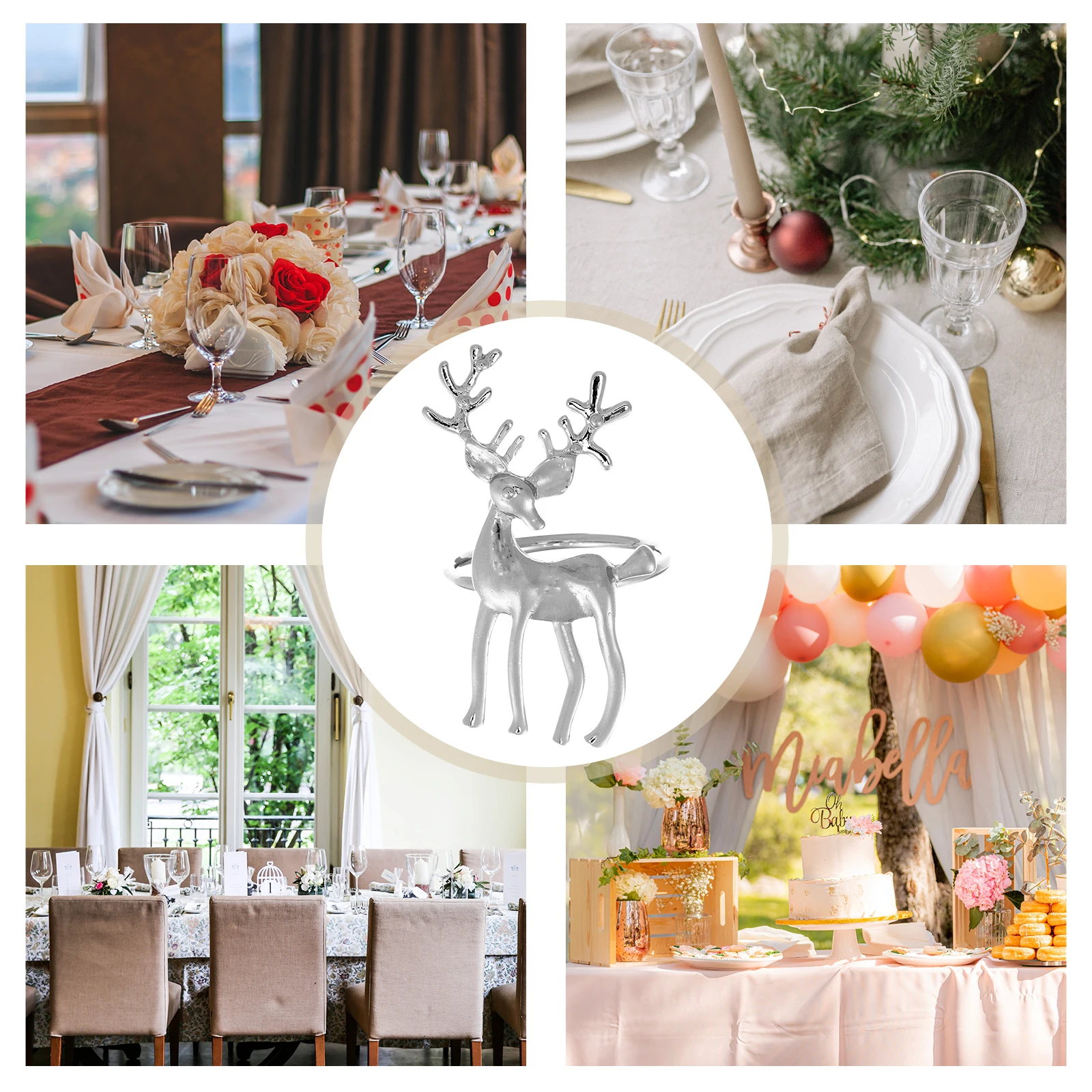 

6Pcs Metal Napkin Rings Deer Horn Design Decorative Napkin Holders for Holiday Home Restaurant Decor Metal Dining Decors