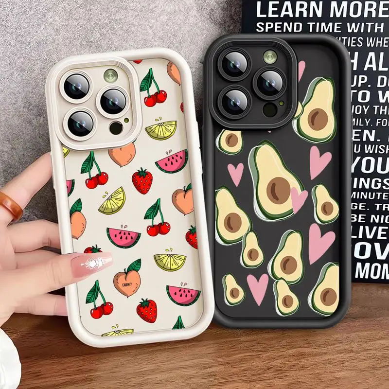 

phone case for Apple iPhone 12 14 Pro cases 11Pro Max 11 16 Plus 13Pro max 15plus 11pro funda Cover Watermelon Cherry Avocado