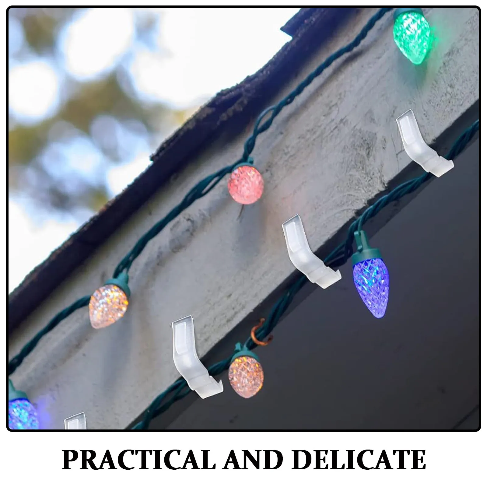 20Pcs Holiday Light Clips Plastic No Drill Outdoor Hooks for Christmas String Lights Roof Fence Gutter Deck Railings