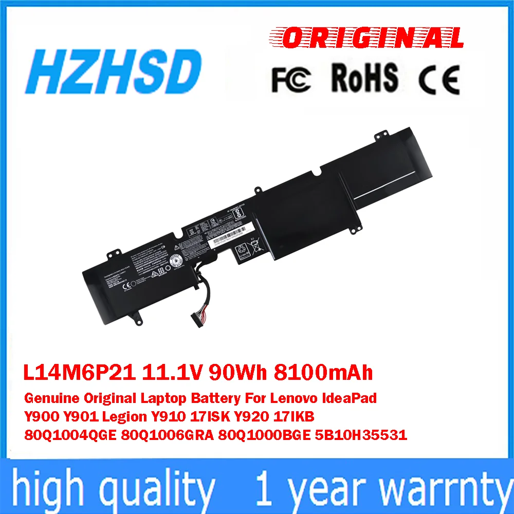 

L14M6P21 11.1V 90Wh 8100mAh Genuine Original Laptop Battery For Lenovo IdeaPad Y900 Y901 Legion Y910 17ISK Y920 17IKB 80Q1004QGE