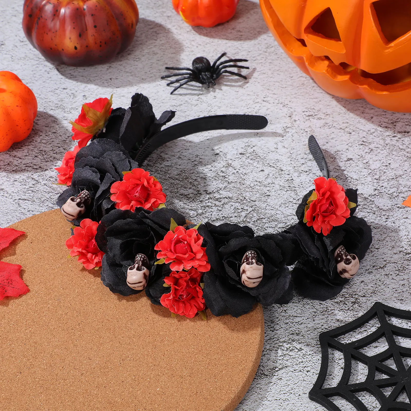 

Stunning Flower and Skull Headdress for Halloween Party Festive Headpiece Women Girls Cosplay Masquerade Role Play Accessory