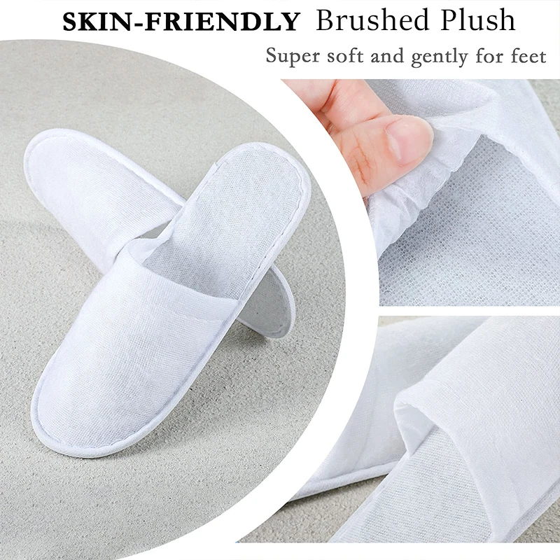 240-24Pairs Wedding Disposable Slippers for Guest Gift Hotel Unisex Non-Slip Slippers Closed Toe Slipper for SPA/Single Party