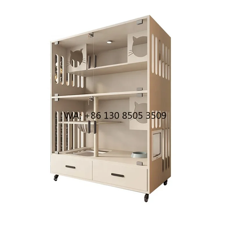 Spacious Interior Non-Toxic Luxury Pet Cage with Solid Pattern Nest HouseHold Cabinet Pet Housing Made From Safe Materials