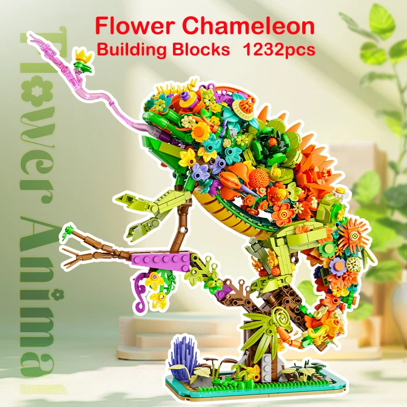 Ideas Series Flower Animals building block Set Macaw Chameleon Beetle Model Bricks DIY Home Decor Kids Toys Valentine\'s Day Gift