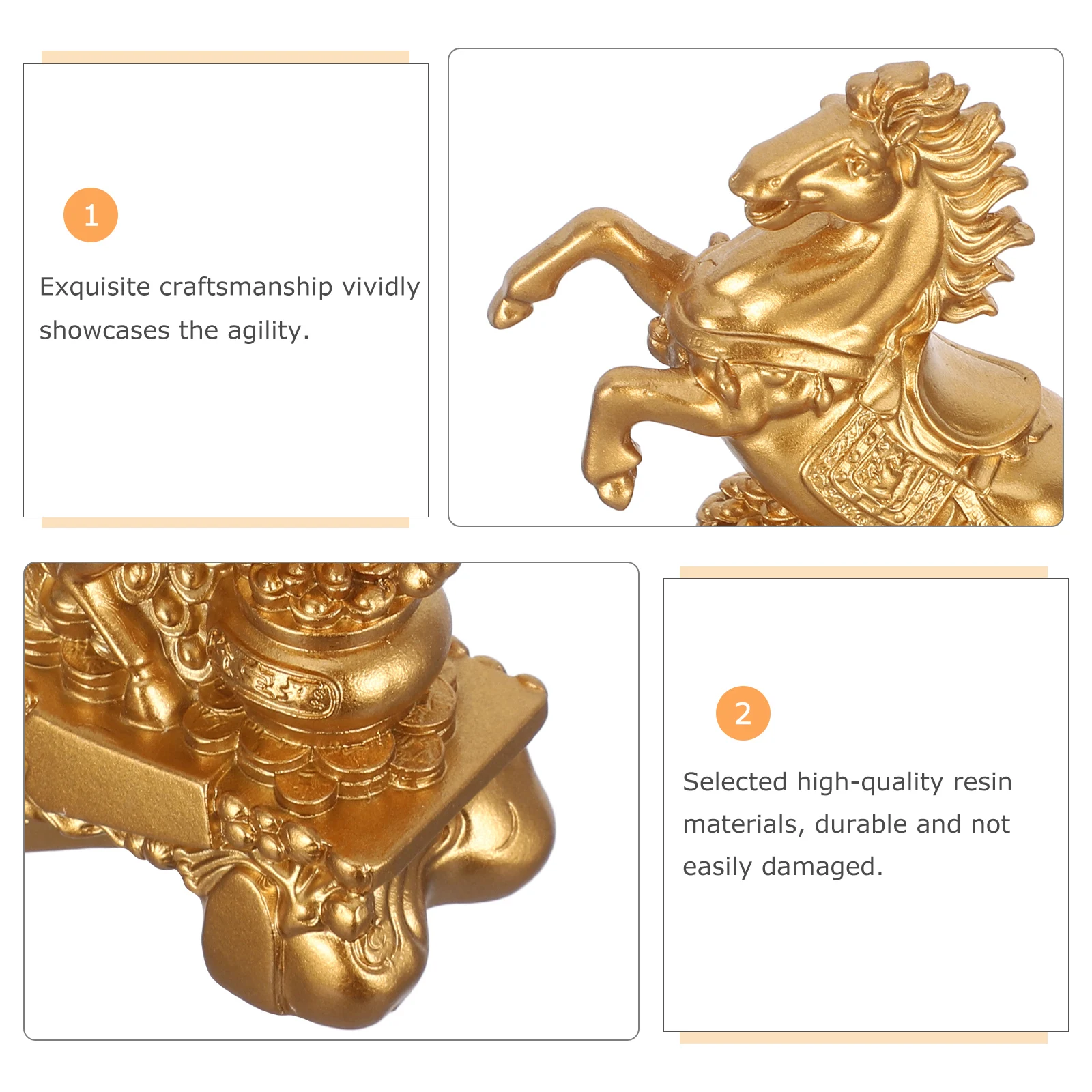 

2026 Year Of The Horse Resin Statue Feng Shui Zodiac Horse Figurine Vintage Fortune Wealth Ornament Chinese Horse New Year decor