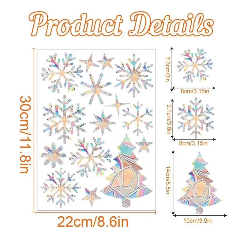 Christmas Colorful Window Sticker Winter Window Sticker Christmas Snowflake Elk Window Sticker Catcher Wall Decal Home Decor