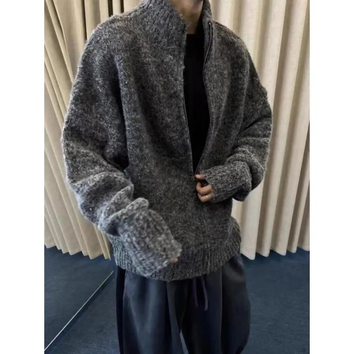 

ey Camere Sweater Men's Loose Comfortable Knitted Winter Clothes Soft Cozy Knitwear Casual Sle Polyester Fiber Long Sve