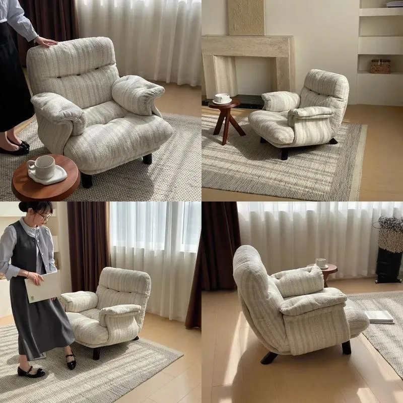 Modern Retro Large Designer Casual Sofa Chair Wooden Fabric Furniture for Home Living Room Bedroom