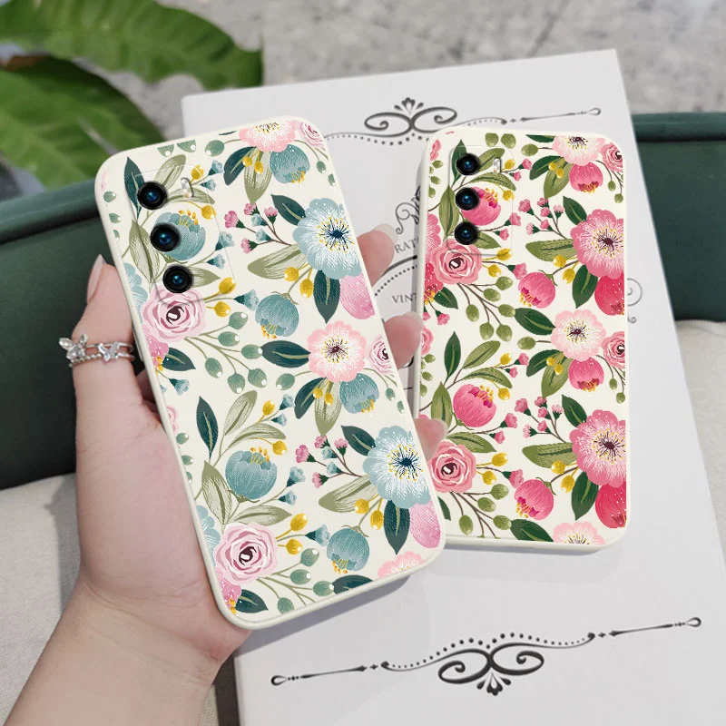 Heart Flower Phone Case For Huawei P40 P50 P30 P20 Pro Lite Nova 10 10SE 9 9SE Mate 50 50E 40 30 20 Pro Lite Cover