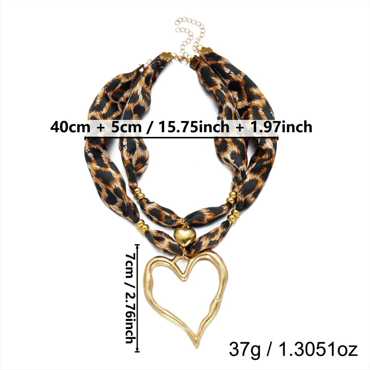 Y2K Sweet Cool Style Halskette mit Leopardenmuster und unregelmäßigem großem Herzanhänger für Damen und Herren, Liebesherz, Ins-Ästhetik-Schmuck – Detail 29