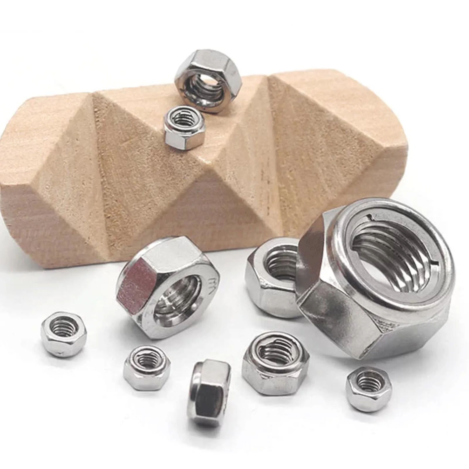 Bulk Pack 1/2/5/10pcs Self-Locking Hexagon Lock Nuts M3-M16 Size 304/316 Stainless Steel All Metal Insert DIN980 GB6184