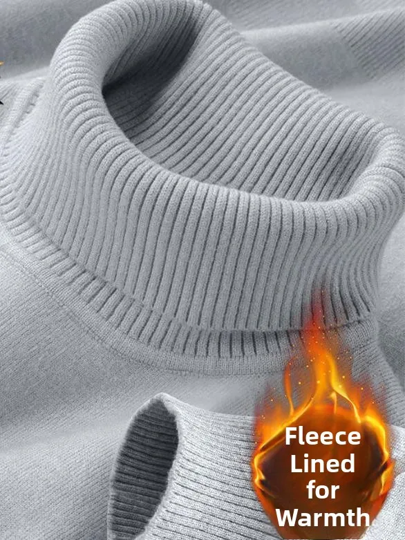 

Thiened High Collar Men's Knitted Sweater Autumn Winter Loose Inner Wear Fce Inteated Fce Warm Underwear Knitwear B...