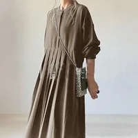 Japanese Style Autumn New Long-Sleeved Buttoned Dress 4