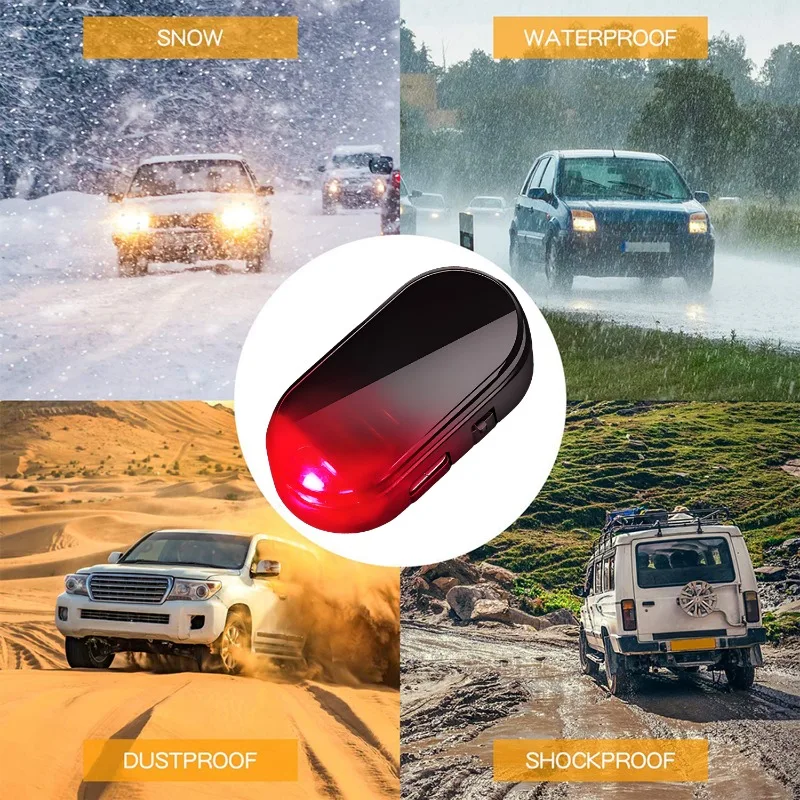 1/2pcs Solar Powered Car Fake Security Light High Bright Flashing Imitation Lamp Wireless Strobe Signal Anti-Theft Caution Lamp