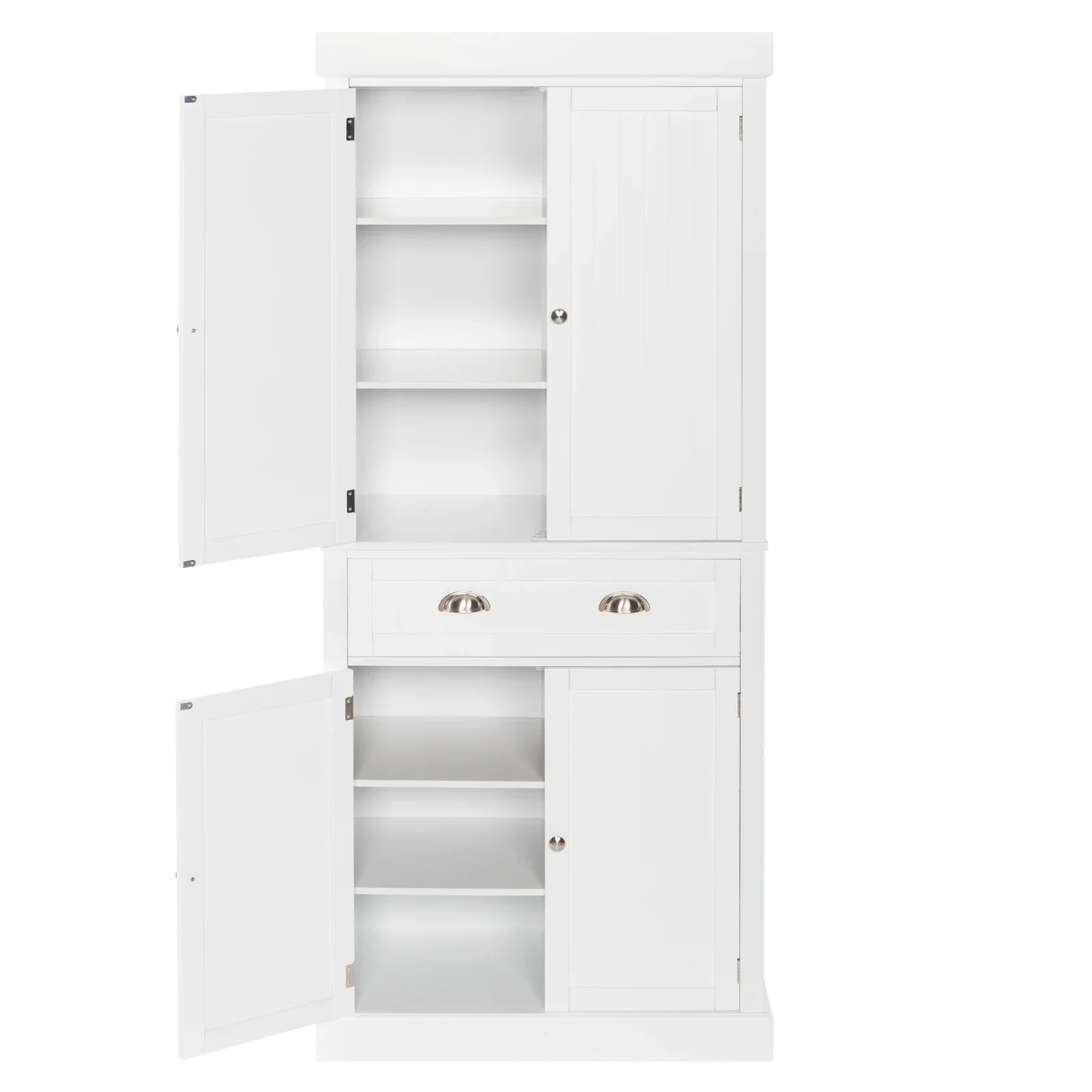 

Double Door Storage Cabinet with Single Drawer ,Five-tier Shelf Wooden Wardrobe ,large capacity cabinet,White ,home furniture