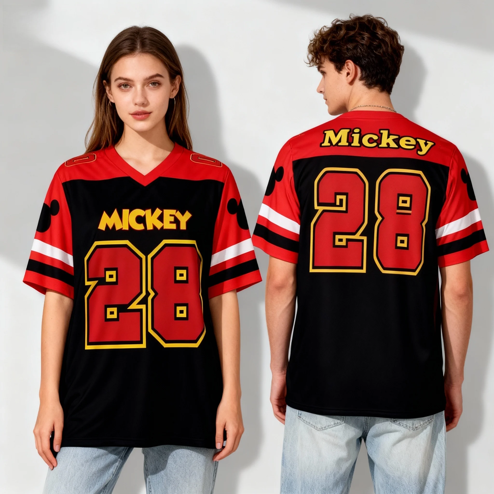Disney Animated Character Themed Rugby Jersey Sweet and Cool Street Summer T-shirt Oversized Women's Adult Hot Selling 25/26