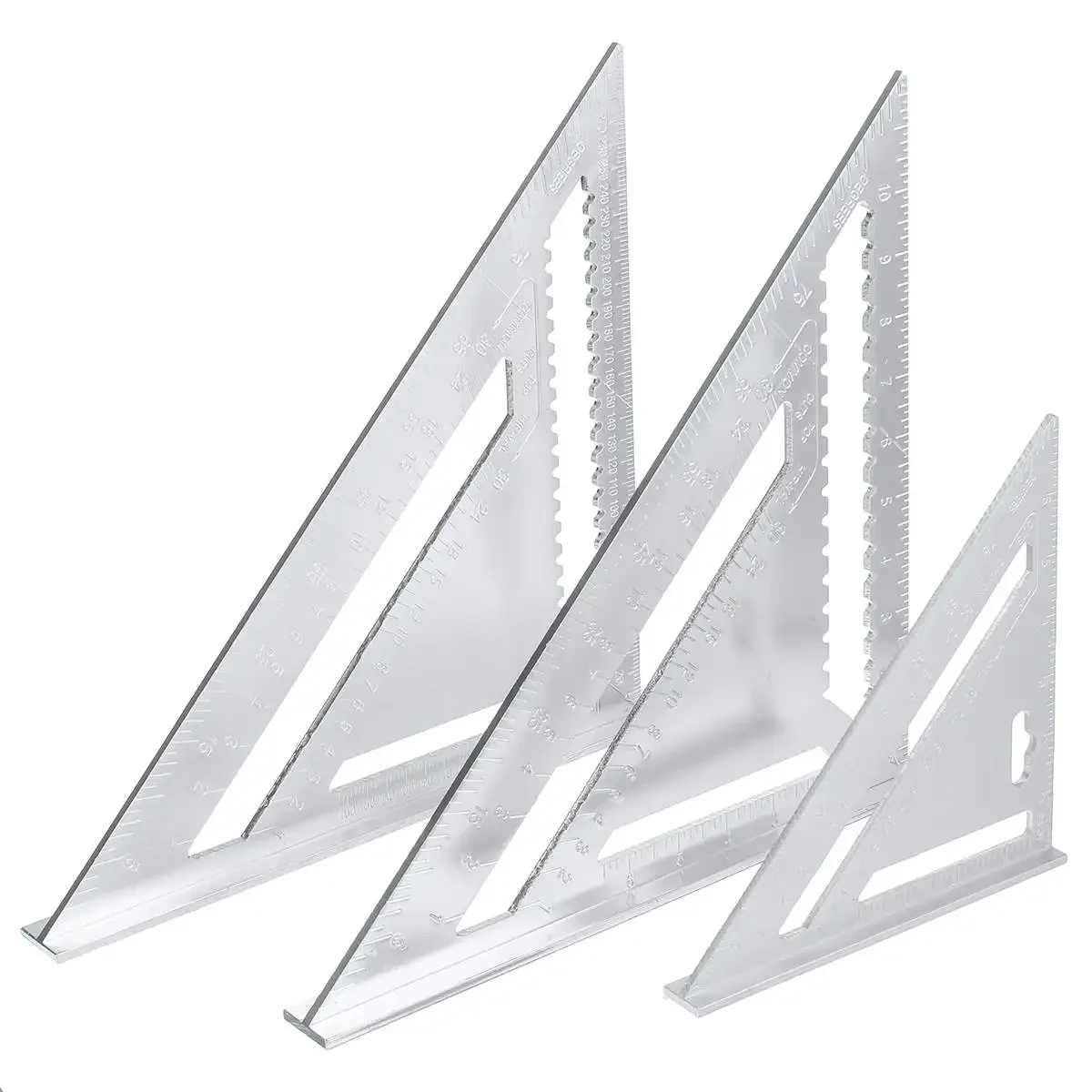 

7/12 inch Angle Ruler Metric Aluminum Alloy Triangular Measuring Ruler Woodwork Speed Square Triangle Angle Protractor