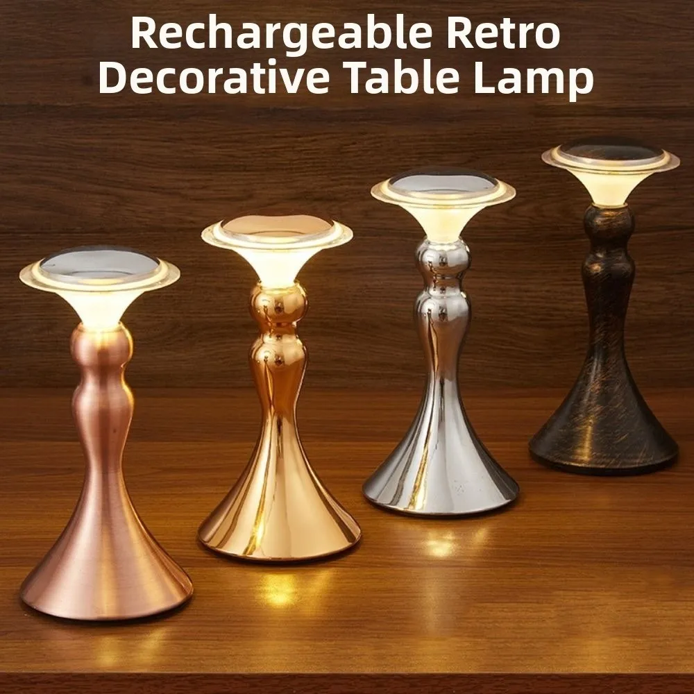 

European Style Bar Table Lamp Touch Control Rechargeable LED Reading Lamp Metal Soft Lights Bedside Ambient Light