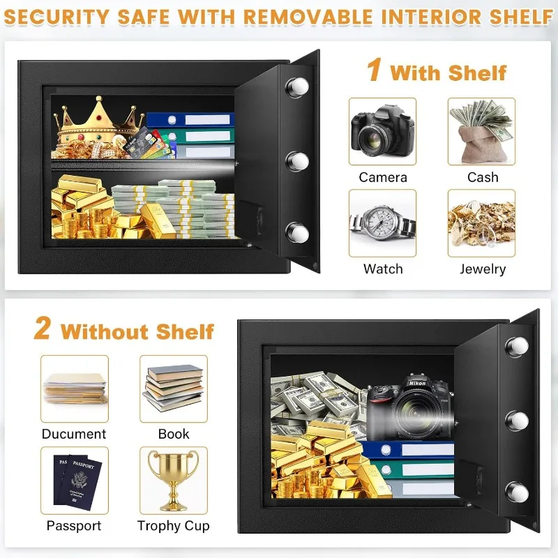 1.2 Cuft Safe Box, Home Safe with Fireproof Waterproof Bag, Anti-theft Small Document Safe for Cash Jewelry，home.