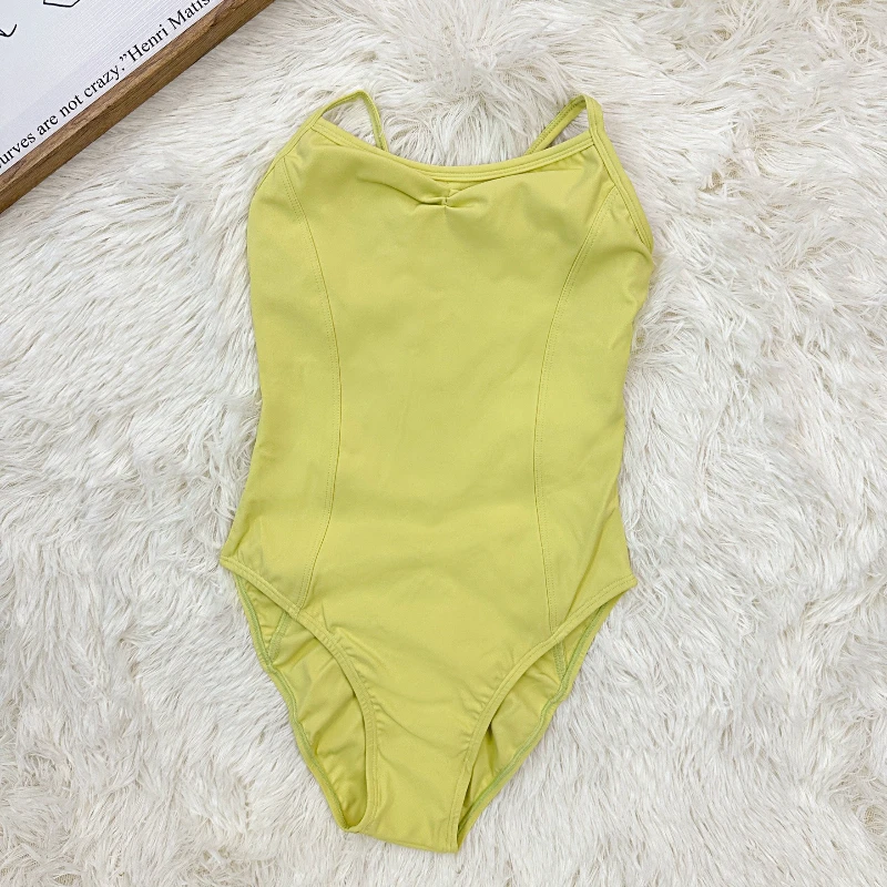 새로운 부드럽고 편안한 발레 레오타드 어린이 피부 친화적인 무용복 스트랩 없는 바디수트 소녀 기본 훈련 레오타드