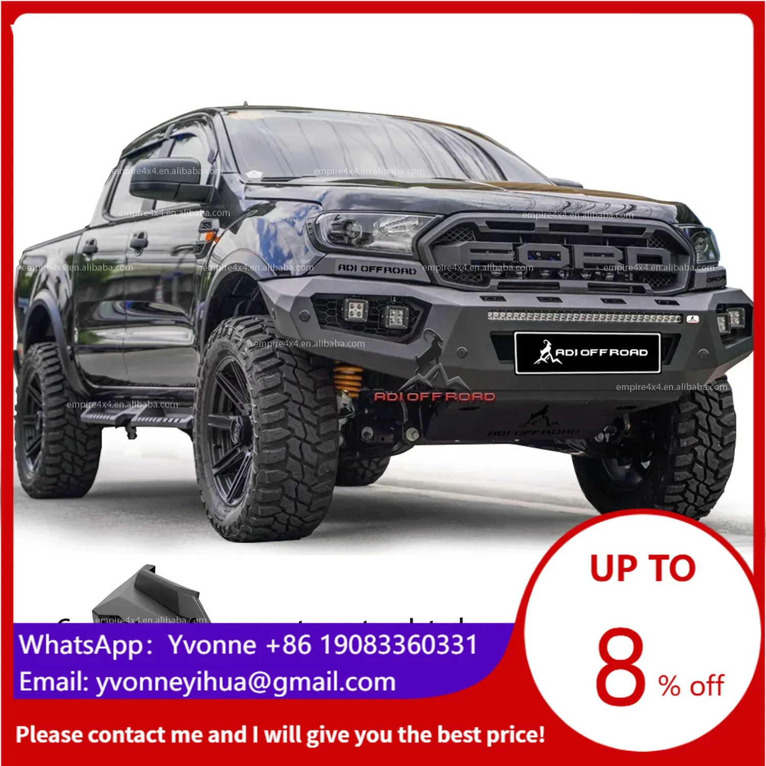 

ADI OFF ROAD Picku Высококачественные 4-светодиодные фонари Стальной передний бампер Bull Bar для Ranger Xlt Xls Wildtrak Px2 Px3 T7 T8 2016 ~ 2021