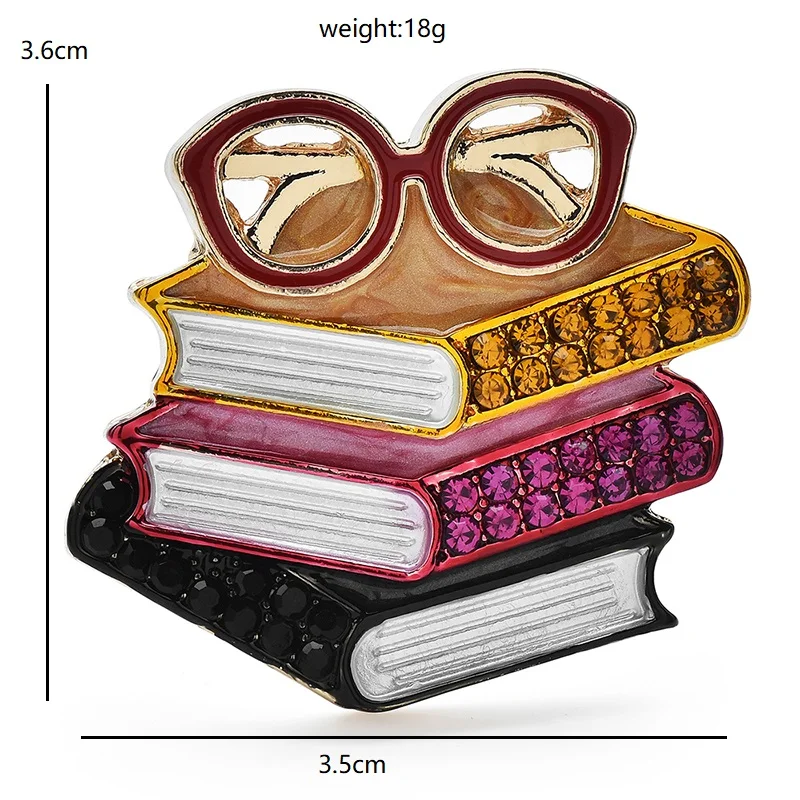 Wuli&baby Enamel Books And Glasses Brooches For Women Unisex Beautiful Reading Book Lover Party Casual Brooch Pins Gifts