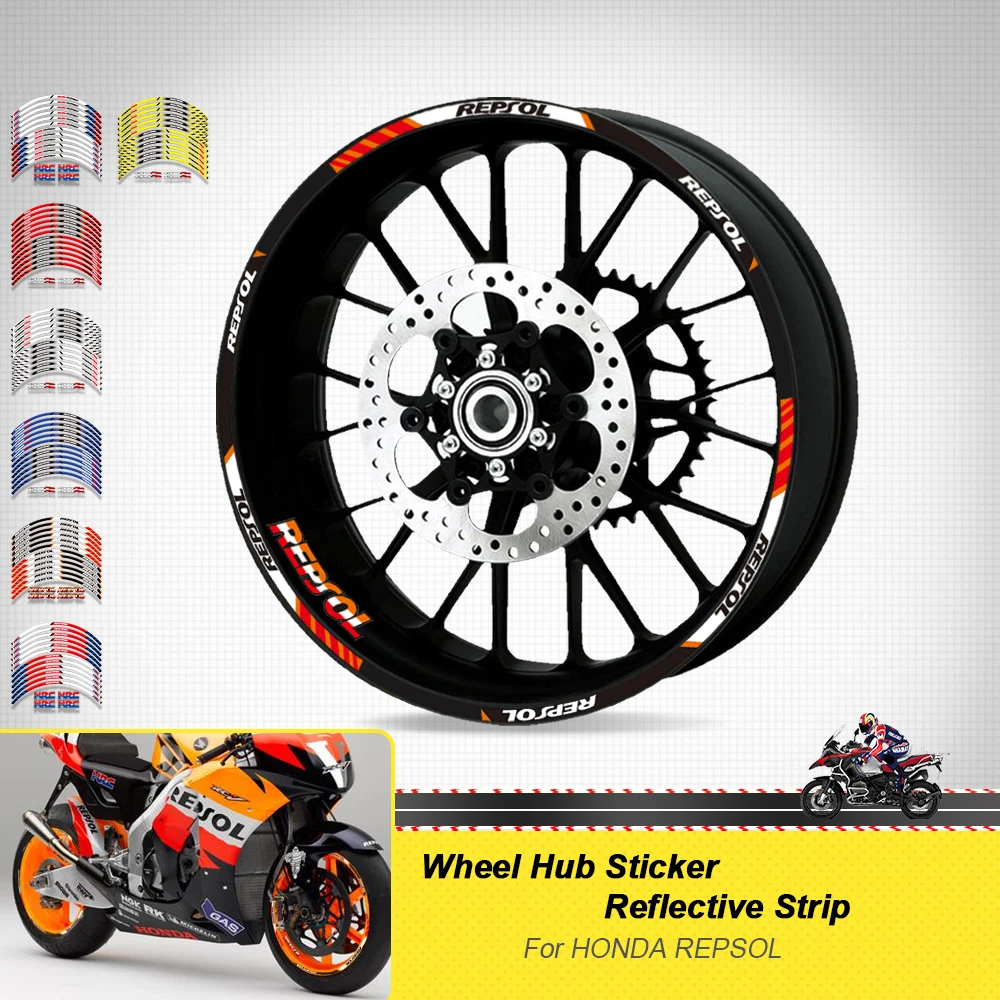 17inch Wheels Hub Stickers Motorcycle Accessories Reflective Decals Stripes For Honda HRC REPSOL CBR 250RR 400RR 600RR 1000RR