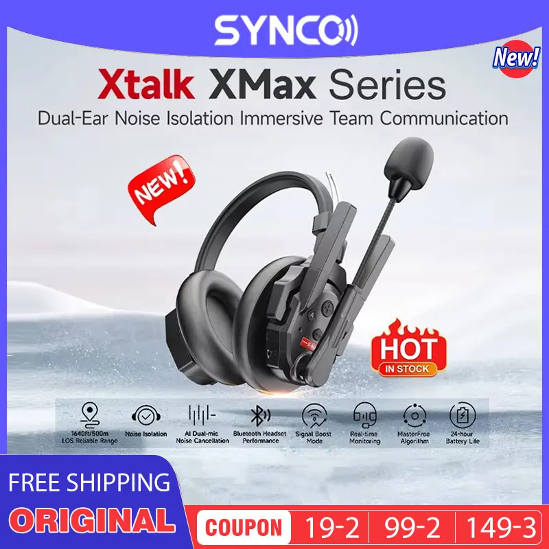 SYNCO Xtalk XMAX X5 X9 X13 Wireless Headset Full-duplex Intercom Communication System for Filmmaking Live performances Teamwork