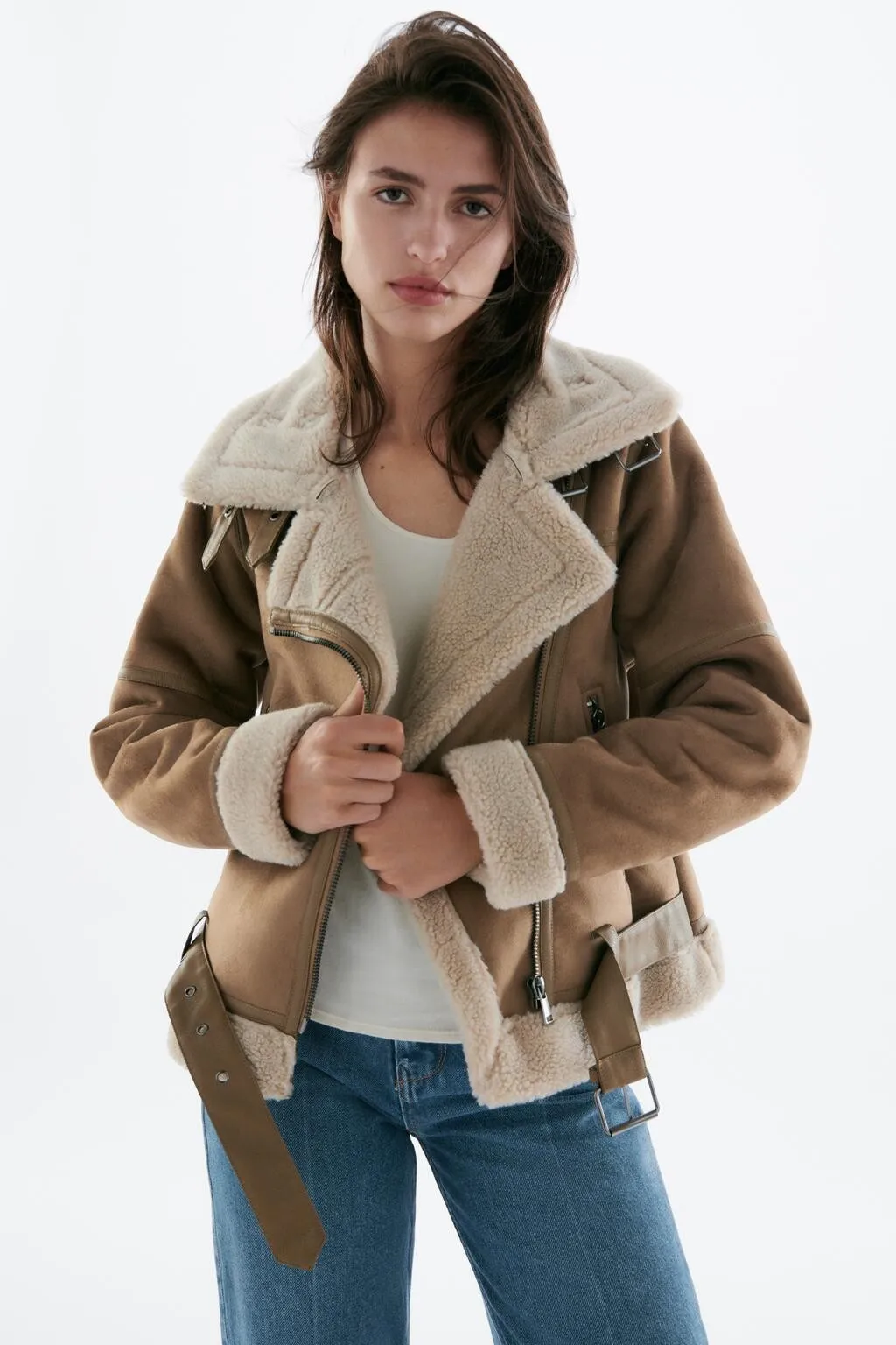 

Warm Thiened Suede Lamb Fur Biker Jaet Coat Inteated Hair And Skin Winter New Arrival Women's ort Outerwear
