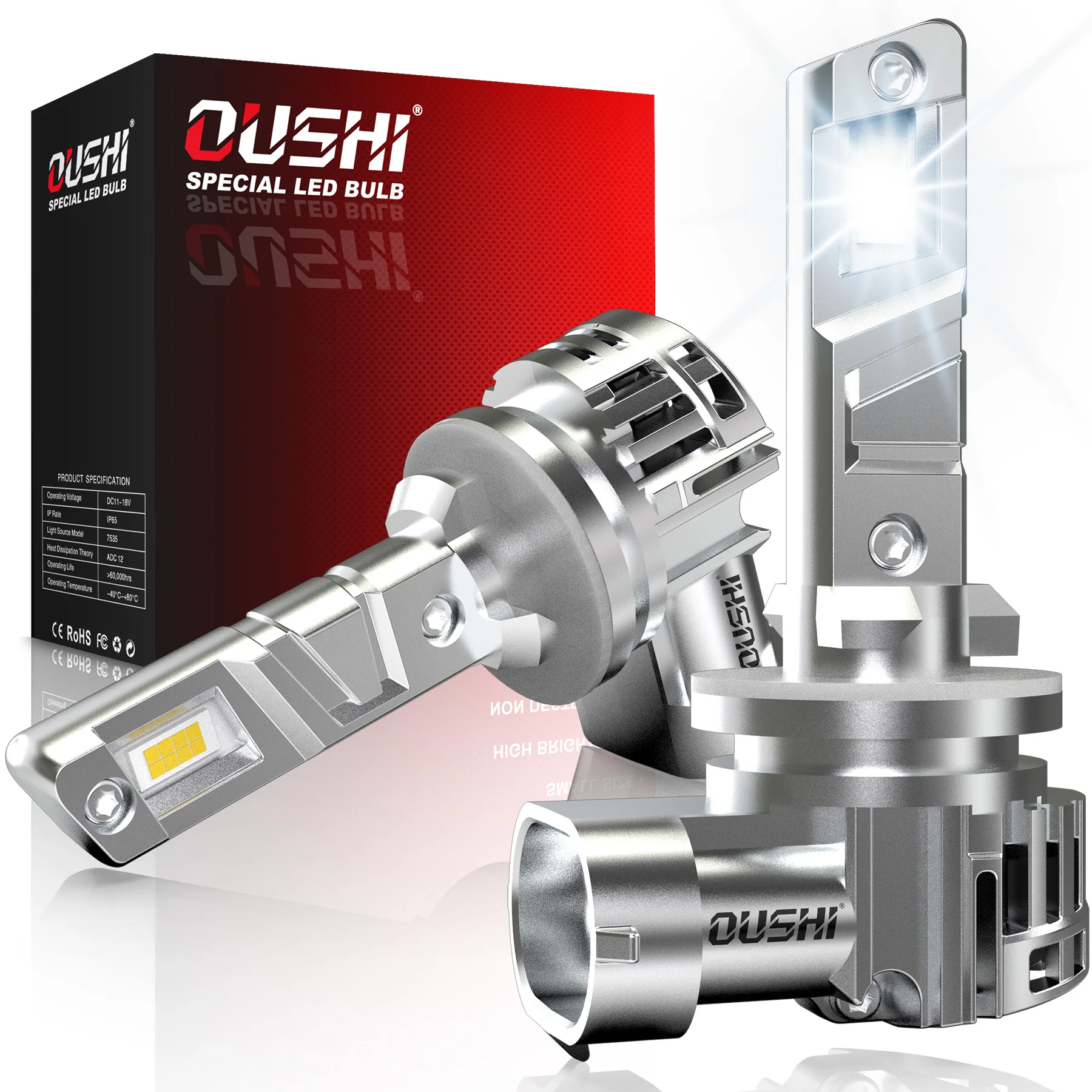 Set of 2 H27 881 LED Headlights, Designed for Vehicles, Featuring High-Intensity White Light Suitable for Daytime Running Lights