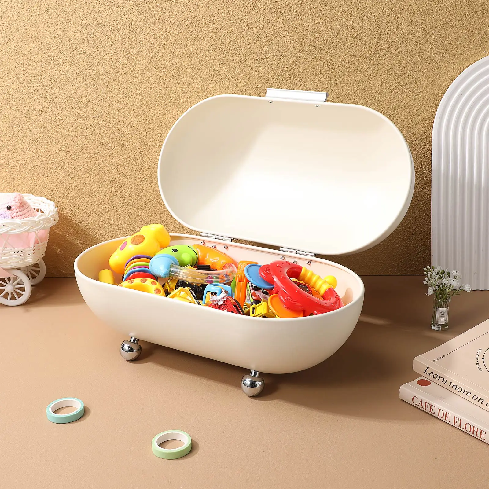 

Desktop Storage Box Bread Container Airtight Metal Kitchen Counter Organizer Premium Material Round Edge Easy Access Food Holder