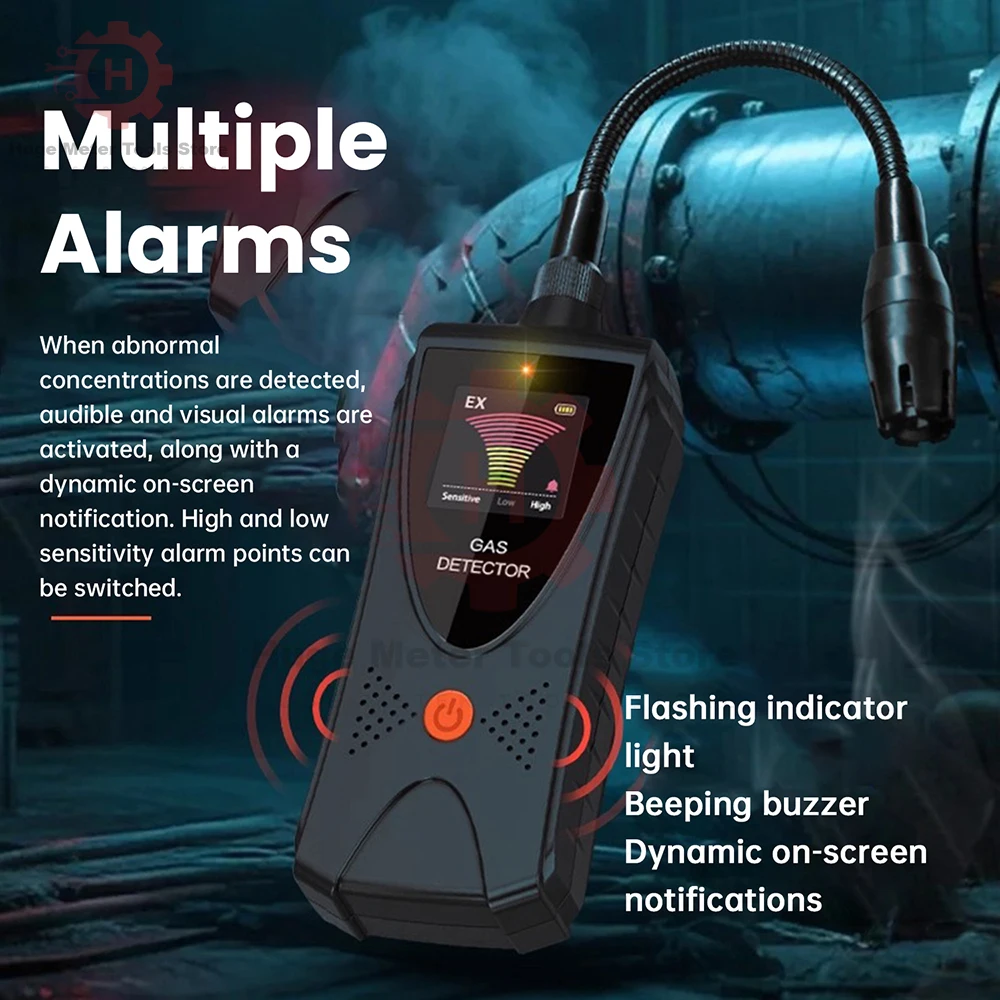 

Combustible Gas Detector Color LCD Natural Gas Leak Detector Methane LPG Leak Detection Analyzers Tool Audible Visual Alarm
