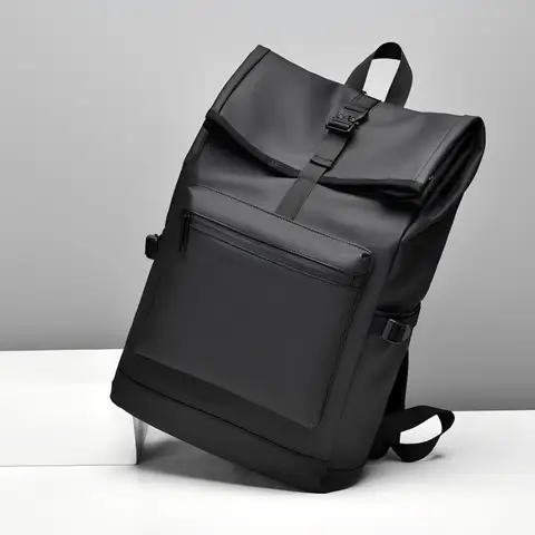 Large Capacity Backpack - Stylish Solid Black Travel & Commuter Bagwith Adjustable Straps, Multiple Compartments, TravelBackpack