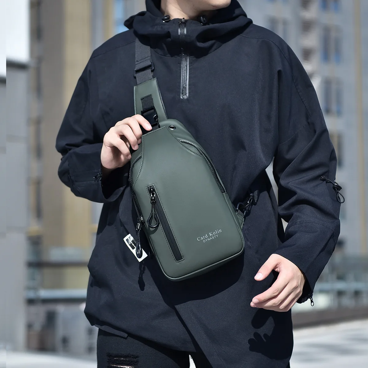 

Oxford fabric durable men's chest bag, large capacity, single shoulder bag, casual, waterproof, travel crossbody bag