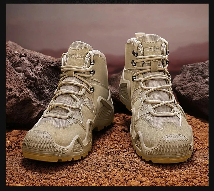 Mens Military Desert Waterproof Work Safety Climbing Hiking Shoes Ankle Men Outdoor Boots Men Tactical Boots Army