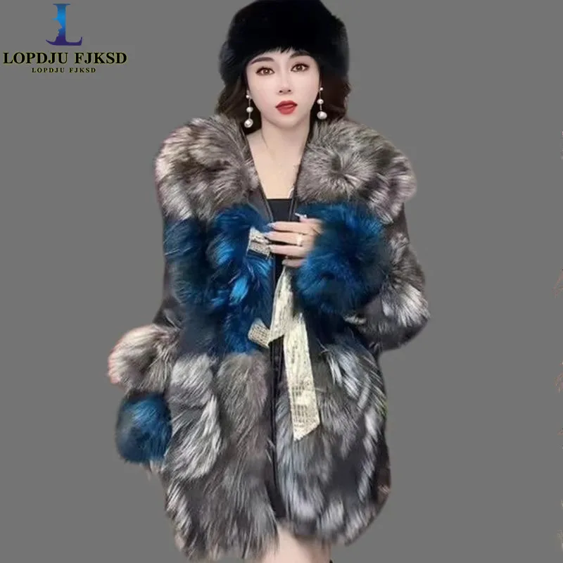 

Single Breasted Faux Fur Coat for Women,Streetwear Spliced Jacket,Thick Warm Female Clothes,High Quality,Autumn and Winter
