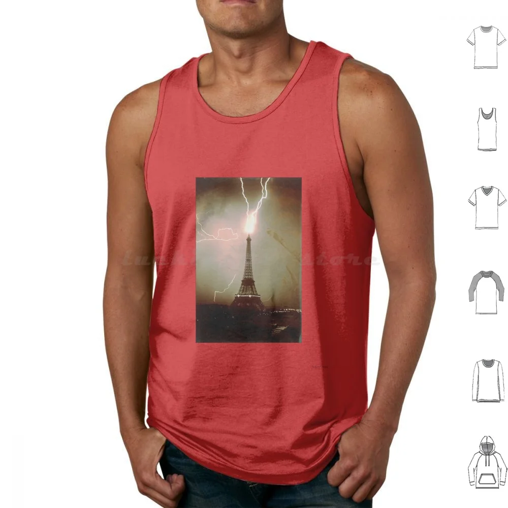 Lightning Hits The Eiffel Tower , Paris , 1919 Tank Tops Vest Sleeveless Lightning Eiffel Eiffel Tower Paris France Amazing