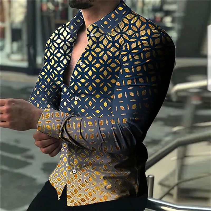 Rose 3D Printing men's long-sleeved Shirt Leisure Lapel single-breasted Elegant Autumn New Fashion Casual Unisex Street shirts.