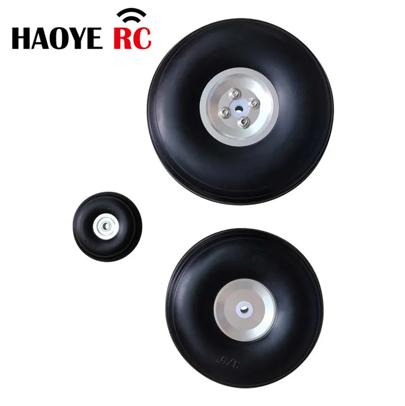 Haoye 2 Pcs/Lot 1-3.75inch High Quality PU Wheel(Alu Hub)Tail Wheel Tires For RC Airplane Replacement Toys DIY Plane Accessory