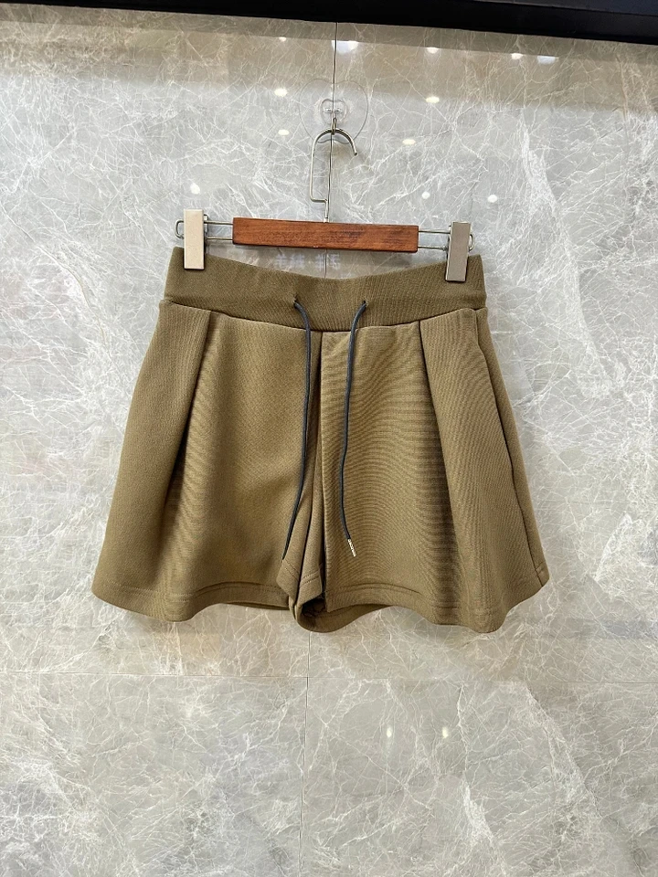 2024 Summer New Women High Quality Casual Space Cotton Pleated Shorts Pants for Ladies 3 Color