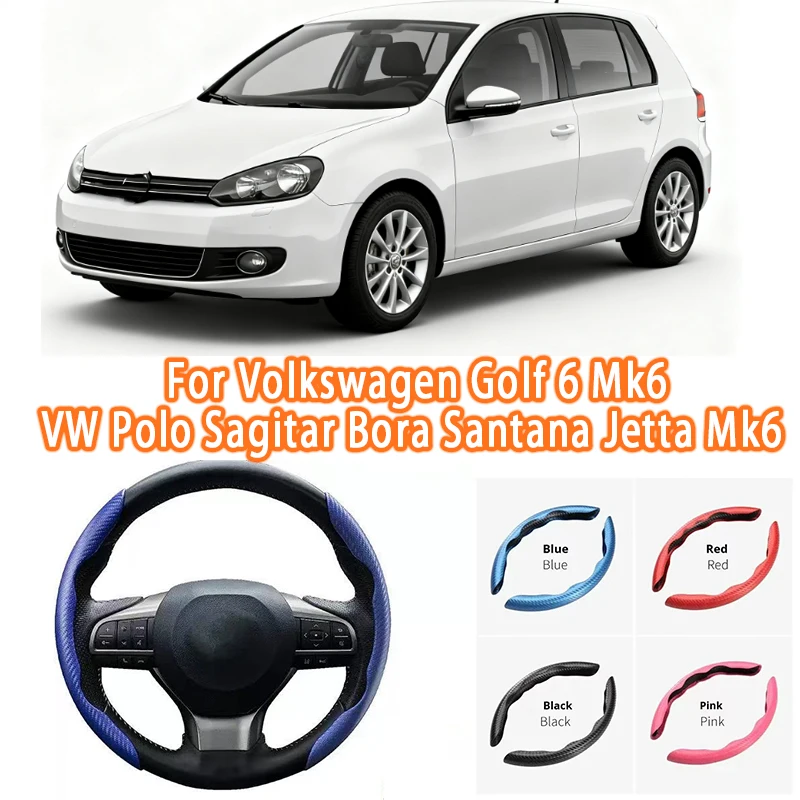 

For Volkswagen Golf 6 Mk6 VW Polo Sagitar Bora Santana Jetta Mk6 Car Steering Wheel Cover 38CM Anti-Slip Suede Steering Wheel