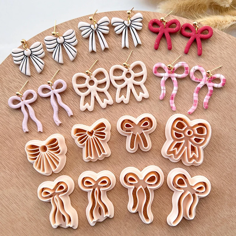 Valentine's Days Polymer Clay Cutters Bow Dangle Clay for Earring Jewelry Pendant Cute Bowknot Pottery Clay Cutting Die Tools