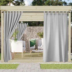 1PC Terrace Waterproof Outdoor Curtain, Wind Resistant Label Top Gazebo Curtain, Privacy Sun Protection Exterior Curtain