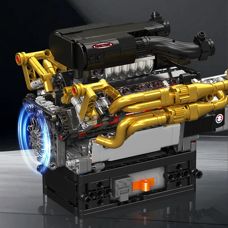 Mould King 10224 Technisches Automotorspielzeug Der motorisierte Valkyrie V12 Motorbaustein Ziegelbaugruppe Kinder Weihnachtsgeschenk
