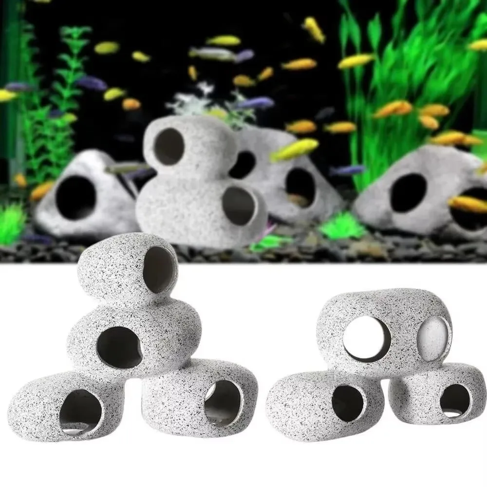 Purple Clay Aquarium Hideaway Rock Natural Touch Landscaping Decoration Fish Tank Ornament Simulation Crafts Aquarium Decoration