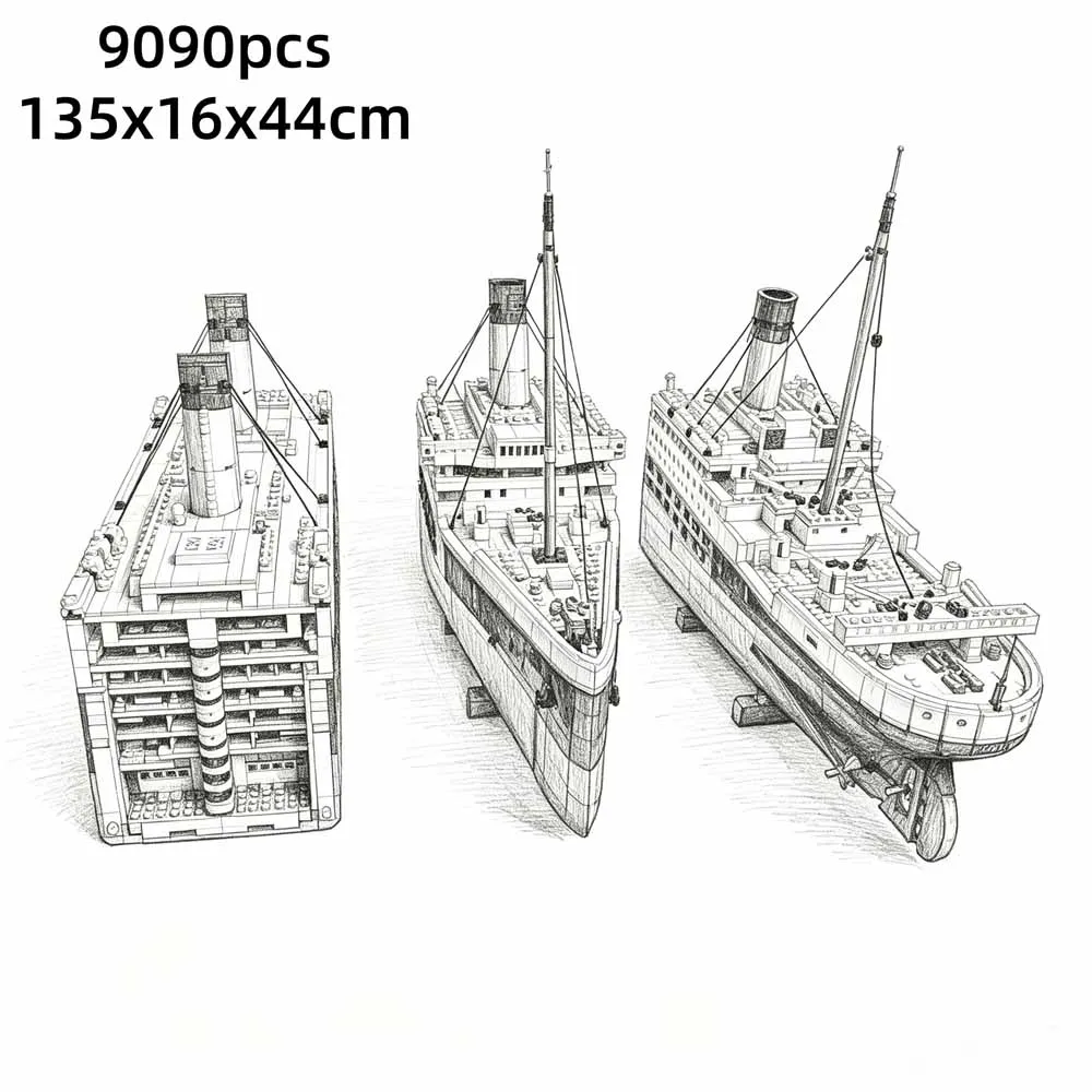 Creative 9090 PCS Large Cruise Ship Model Building Blocks Set, 1.35 Meters Long, Home Decor Ornament, Ideal for Festival Gifts