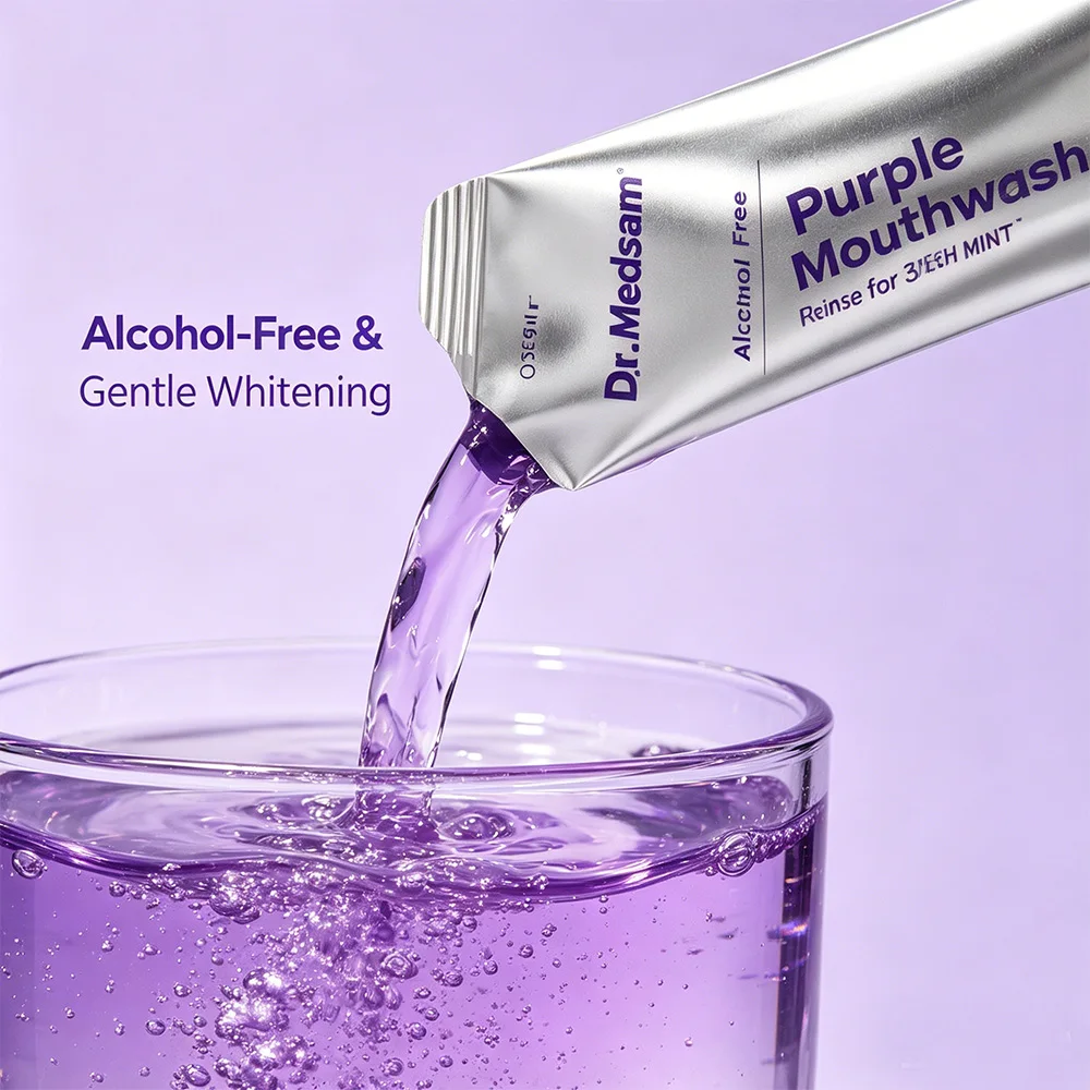 Purple Mouthwash Nano Hydroxyapatite Gentle Remove Yellow & Stains Non-Irritating Sensitive Teeth Whitening Bad Breath